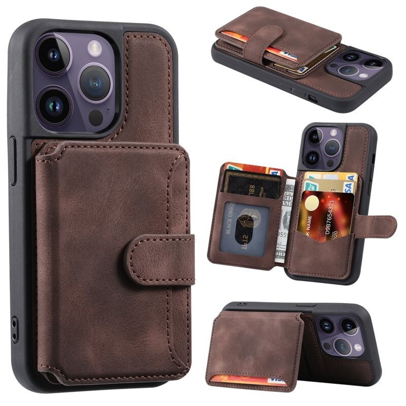 RFID blocking Multi-slot Kuori iPhone 15 Pro Max ruskea
