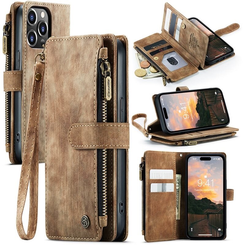 CaseMe Zipper Wallet iPhone 15 Pro Max Ruskea