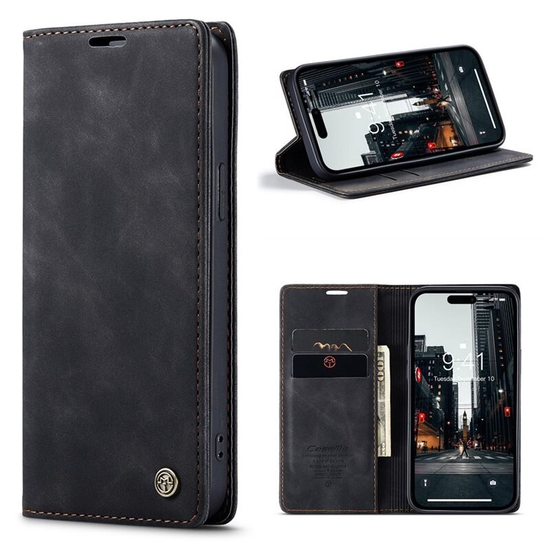 CaseMe Slim Lompakkokotelo iPhone 15 Pro Musta