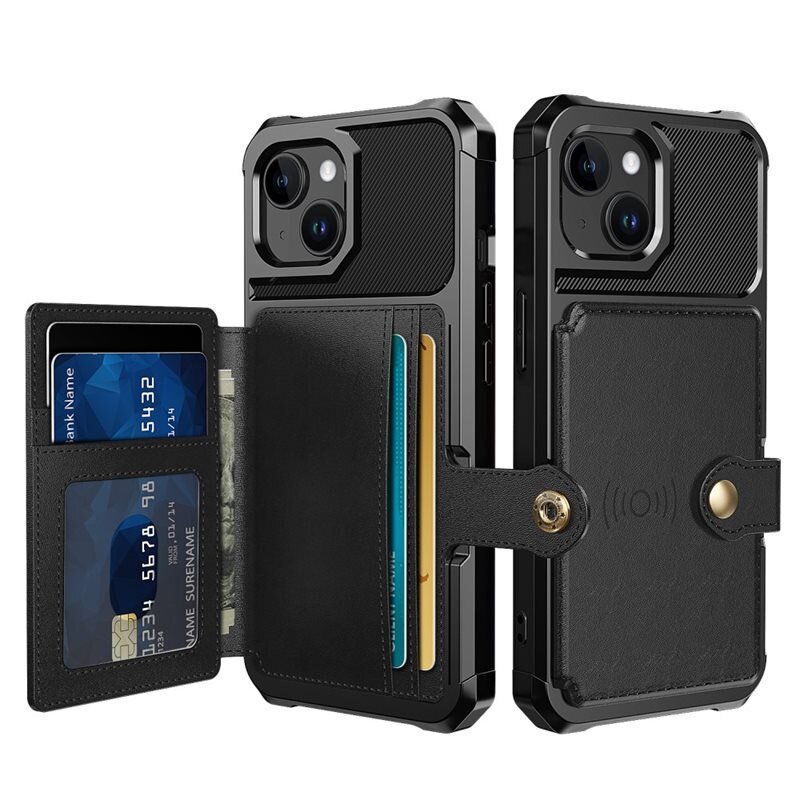 Tough Multi-slot Case iPhone 15 Plus Musta - Puhelimen kuoret - Paikat korteille