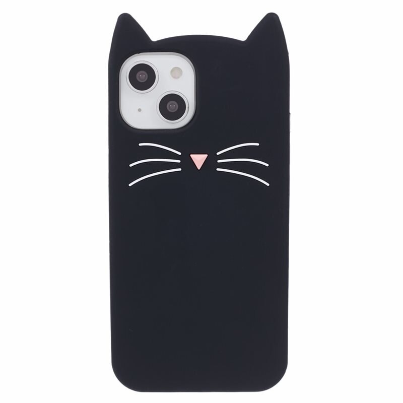 Silikonikuori Kissa iPhone 13 musta