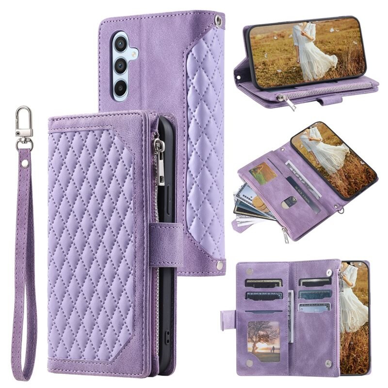 Lompakkolaukku Samsung Galaxy S24 Plus Quilted Liila