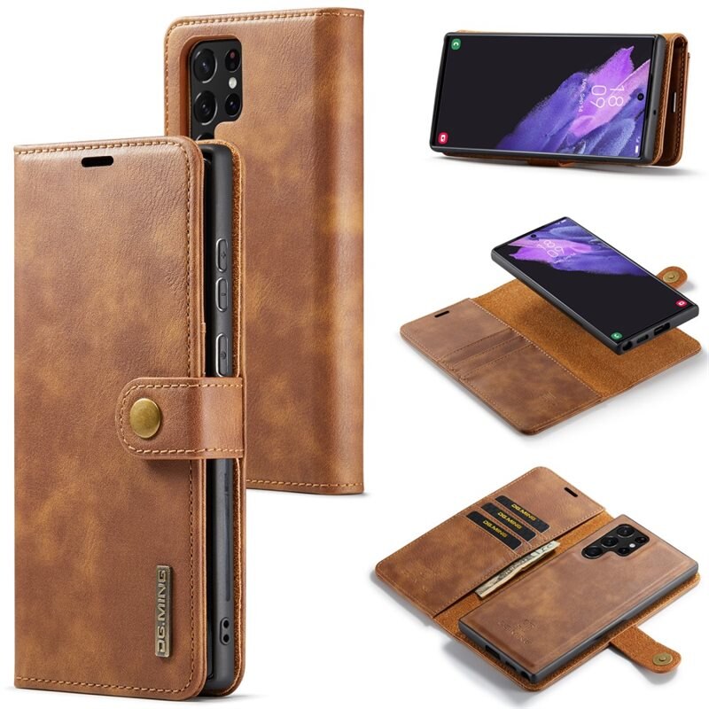 DG.MING Magnet Wallet Samsung Galaxy S24 Ultra Cognac