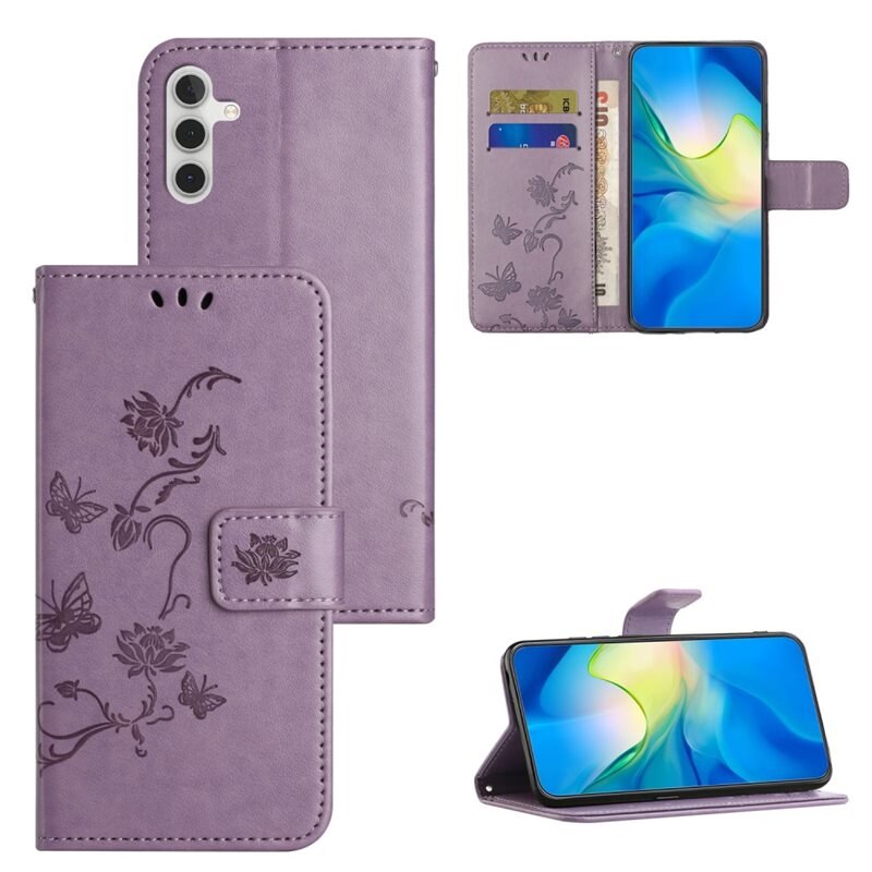 Nahkakotelo Perhonen Samsung Galaxy A35 Liila