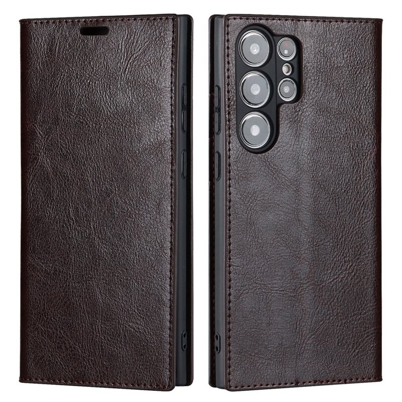 Suojakotelo Aito Nahka Samsung Galaxy S23 Ultra Ttummanruskea