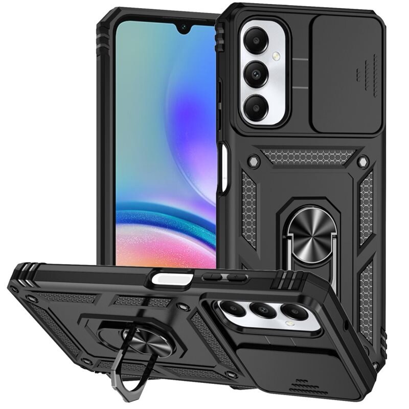 Hybridikuori Ring + Kamerasuojalla Samsung Galaxy A05s Musta