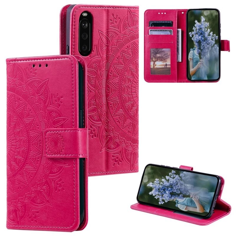 Nahkakotelo Mandala Sony Xperia 10 VI cerise