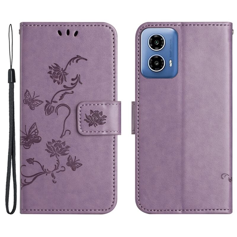 Nahkakotelo Perhonen Motorola Moto E14 Liila