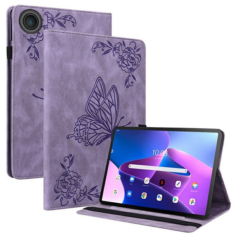 Nahkakotelo Perhonen Lenovo Tab Liila