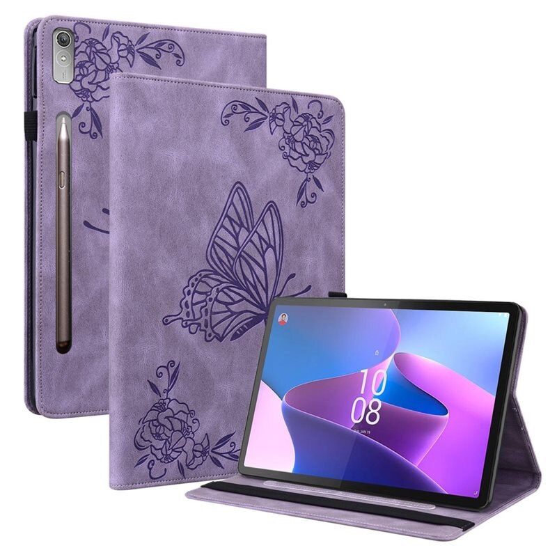 Nahkakotelo Perhonen Lenovo Tab P12 Liila