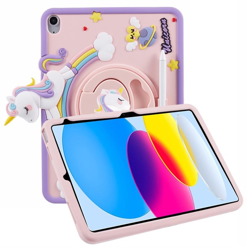 Kuori yksisarvinen teline Apple iPad 11 11th Gen (2025) vaaleanpunainen