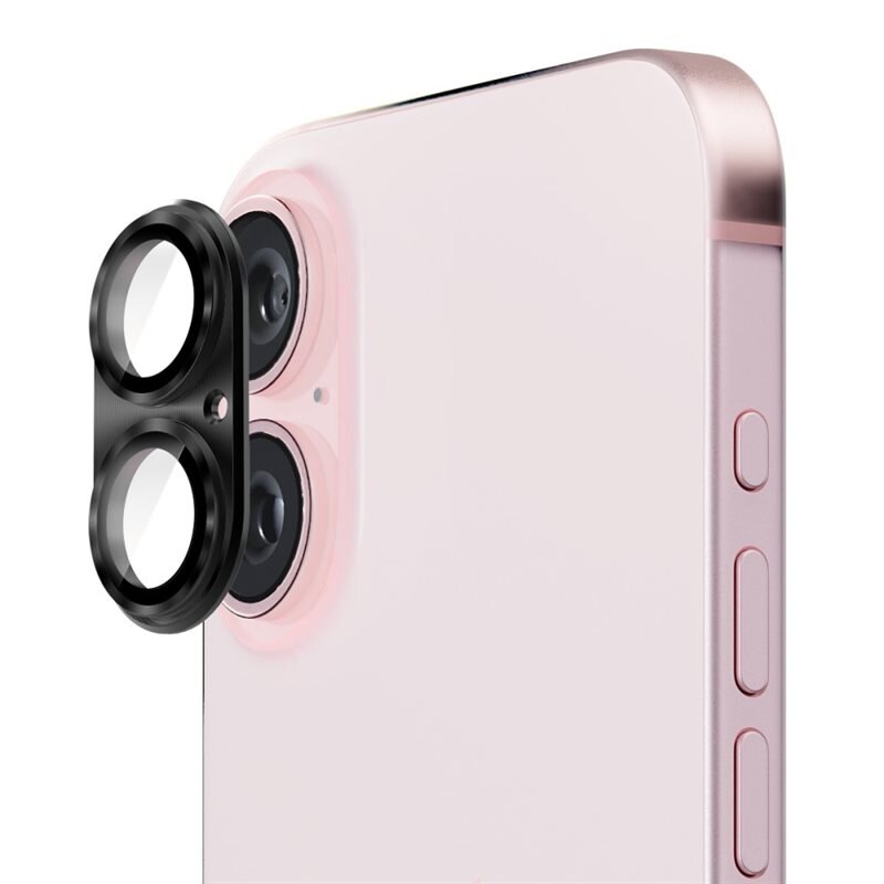 Hat Prince Panssarilasi Takakameroille alumiiniseos iPhone 16 Plus musta