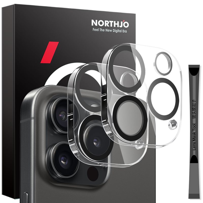 NORTHJO Panssarilasi Takakameroille iPhone 15 Pro Max (2-pack)