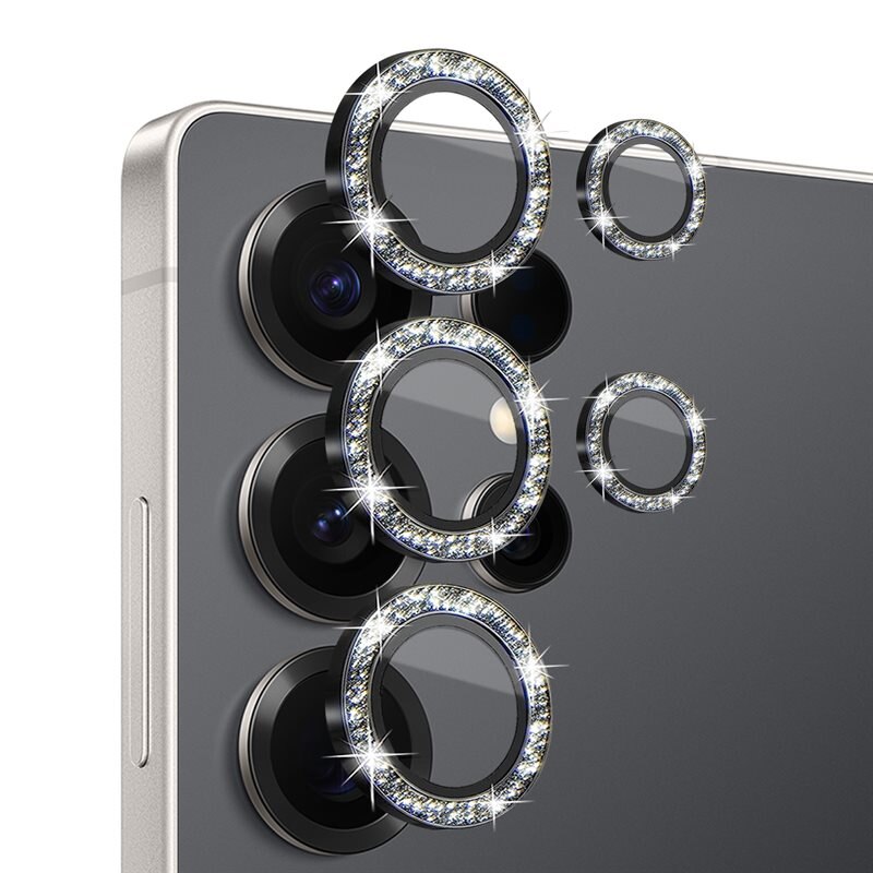 NORTHJO Glitter Panssarilasi Kameran Linssinsuojus Samsung Galaxy S25 Ultra Musta