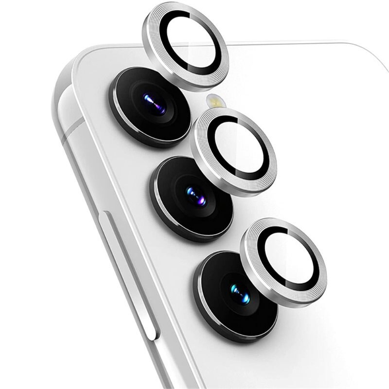 Hat Prince Panssarilasi Kameran Linssinsuojus alumiiniseos Samsung Galaxy A24 hopea