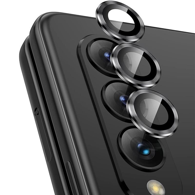 Hat Prince Panssarilasi Kameran Linssinsuojus alumiiniseos Samsung Galaxy Z Fold 5 Musta