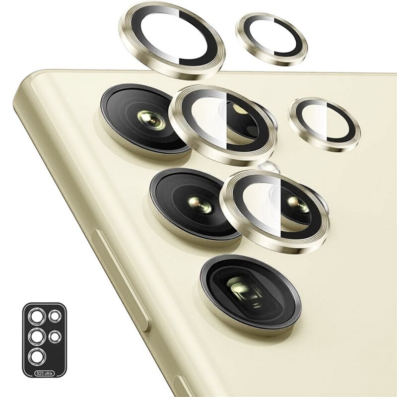 Hat Prince Panssarilasi Kameran Linssinsuojus alumiiniseos Samsung Galaxy S24 Ultra kulta