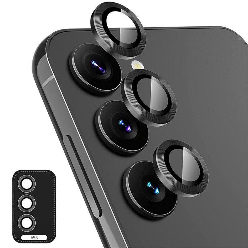 Hat Prince Panssarilasi Kameran Linssinsuojus alumiiniseos Samsung Galaxy A55 musta