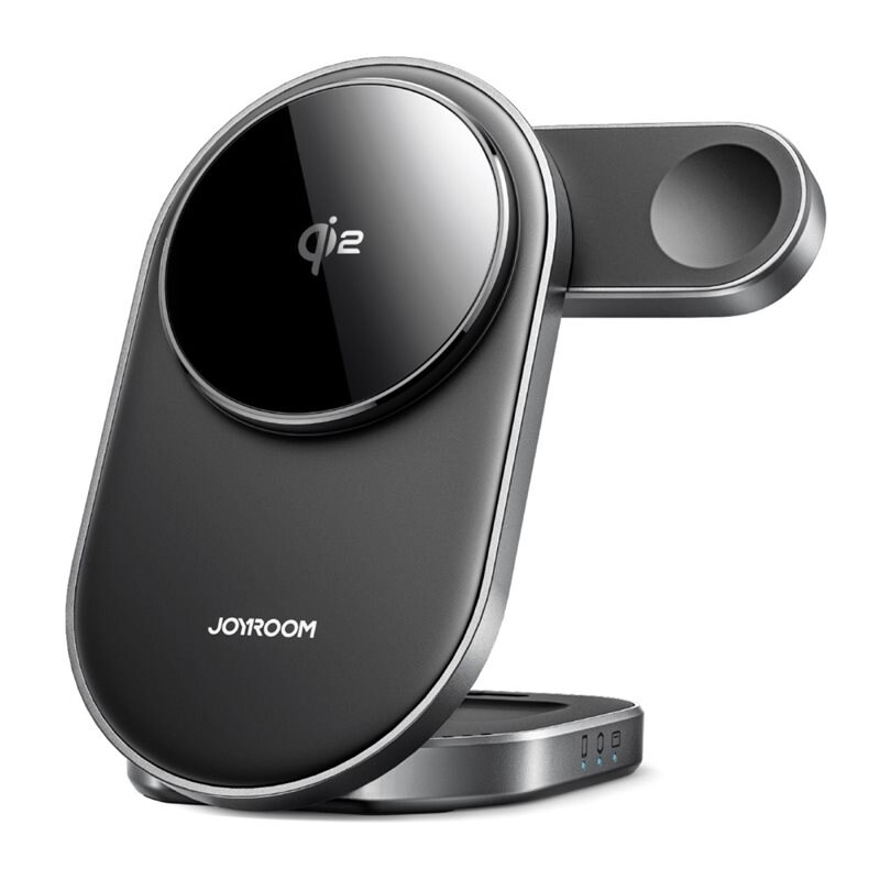 Joyroom 3-in-1 Magneettinen Langaton Taitettava Latausasema Qi2 musta
