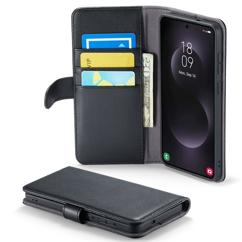 Mobique Aito Nahkakotelo Samsung Galaxy S25 Edge Musta