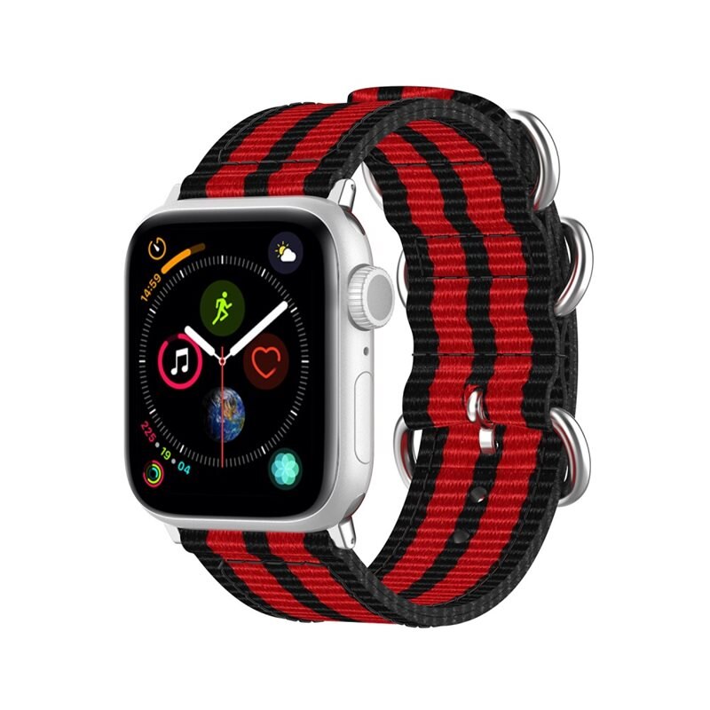 Apple Watch 42mm Natoranneke musta/punainen