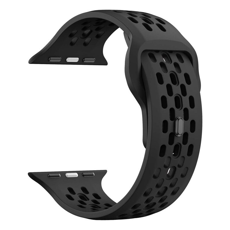 Silikoniranneke Urheilu Apple Watch Series 4-6 44mm Musta