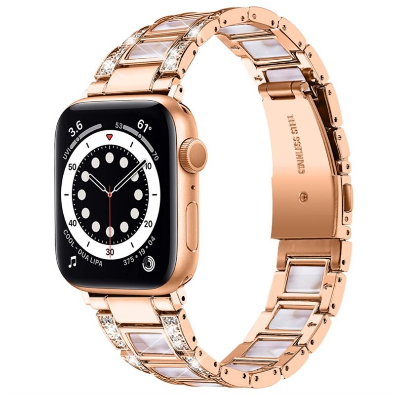 Diamond Bracelet Apple Watch Series 10 46mm Rosegold Pearl - Ranneke