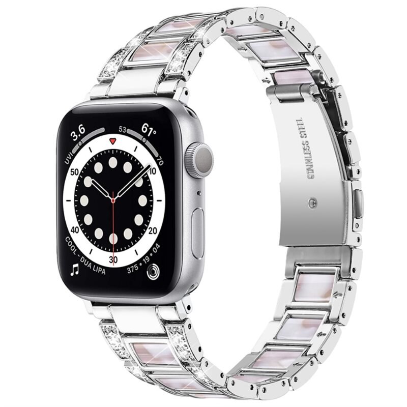 Diamond Bracelet Apple Watch 41mm Series 9 Silver Pearl - Ranneke