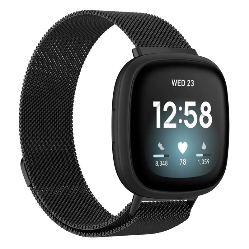 Ranneke Milanese Fitbit Sense/Versa 3 Musta