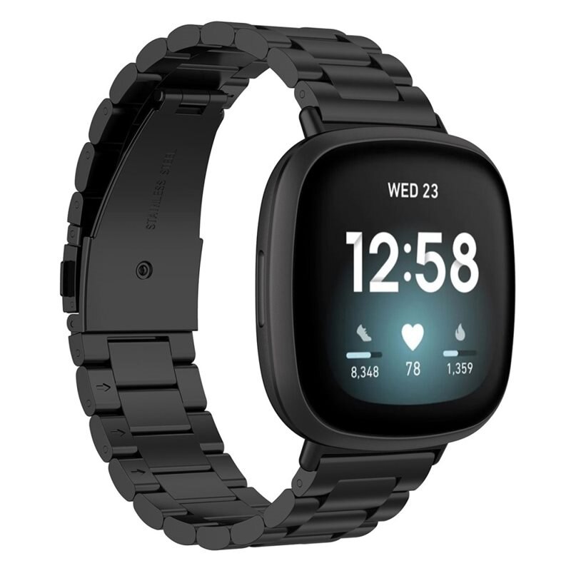 Metalliranneke Fitbit Sense/Versa 3 Musta