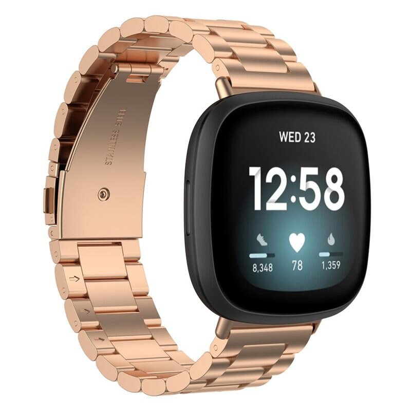 Metalliranneke Fitbit Versa 4 Ruusukulta