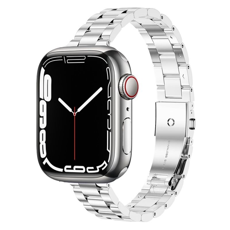 Slim Metalliranneke Apple Watch 45mm Series 8 hopea