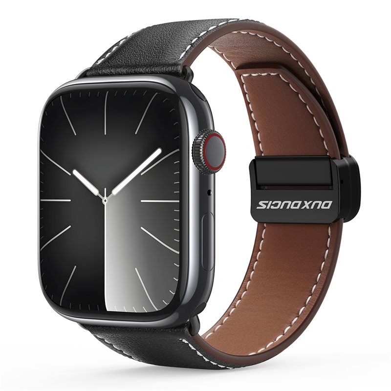 Dux Ducis Nahkaranneke Apple Watch Series 8 41mm Musta