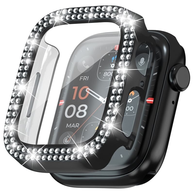 Full Cover Case Rhinestone Apple Watch Series 4-6 44mm Musta