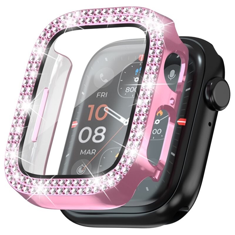 Full Cover Case Rhinestone Apple Watch SE 40mm Vaaleanpunainen