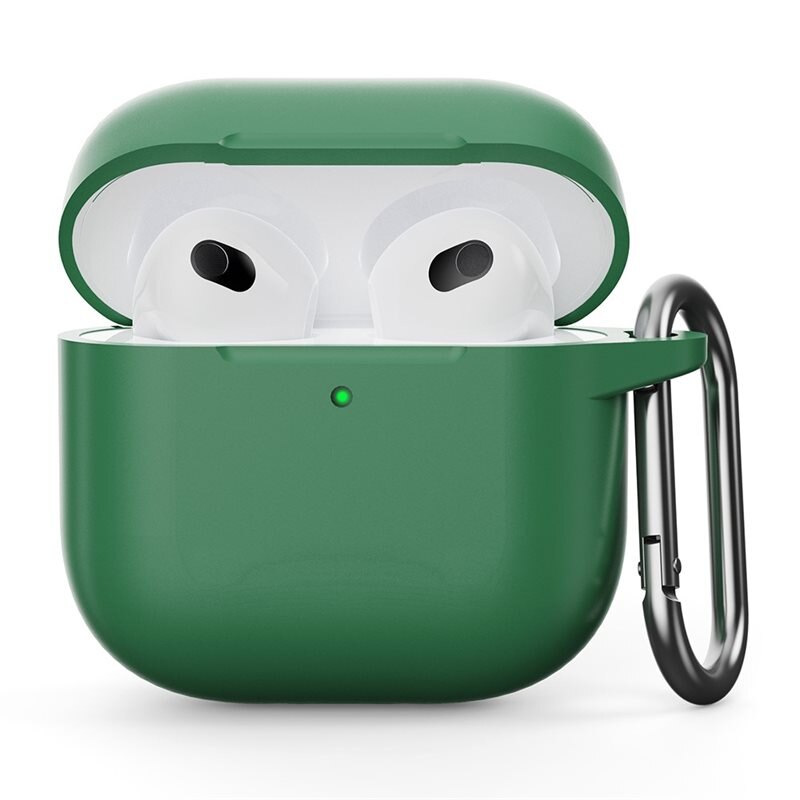 Apple AirPods 4 Silikonikuori karbiinhaalla Vihreä