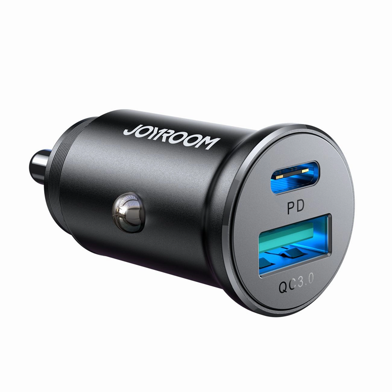 Joyroom JR-CCN05 Mini Autolaturi USB-C + USB-A 30W musta