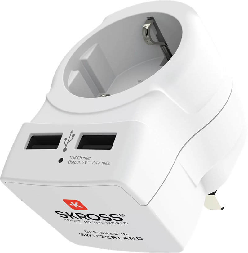 SKROSS Europeans Travel to the UK with 2 USB ports - Matka-adapteri 2 USB-portilla