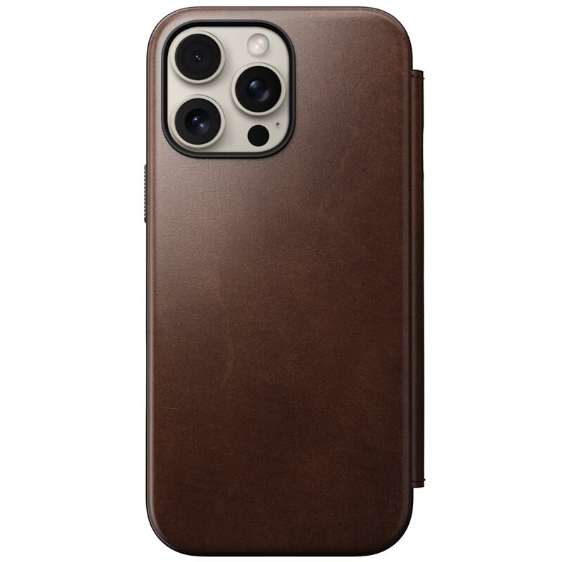 Nomad iPhone 16 Pro Max Modern Horween Leather Folio MagSafe Rustic Brown - Suojakuori