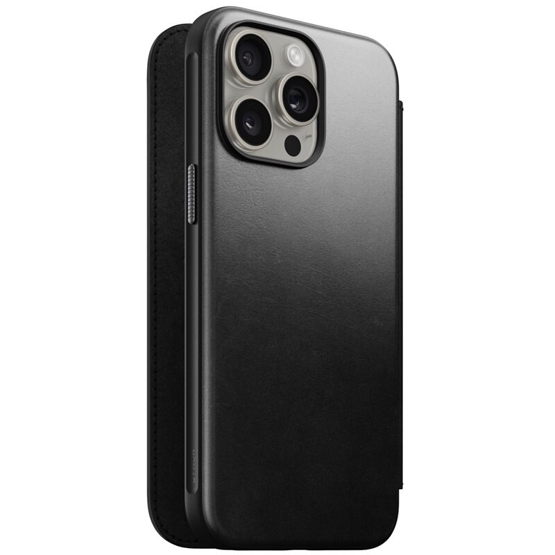 Nomad iPhone 15 Pro Max Modern Horween Leather Folio MagSafe Black - Suojakuori