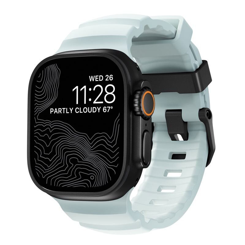 Nomad Apple Watch Ultra 49mm 1st Gen Rocky Point Band Icy Blue Glow (Black Hardware) - Limited edition