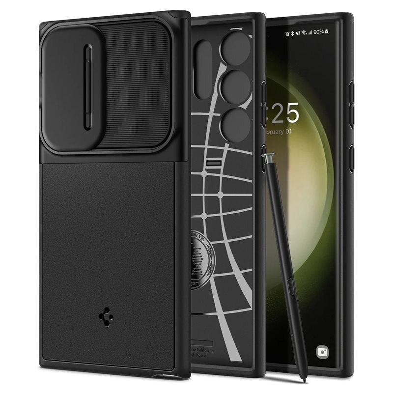 Spigen Samsung Galaxy S23 Ultra Case Optik Armor Black - Suojakuori - Kamerasuojalla - Puhelimen kuoret
