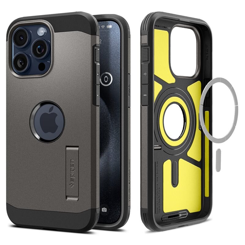 Spigen iPhone 15 Pro Max Case Tough Armor MagSafe Black - Puhelimen kuoret - MagSafe