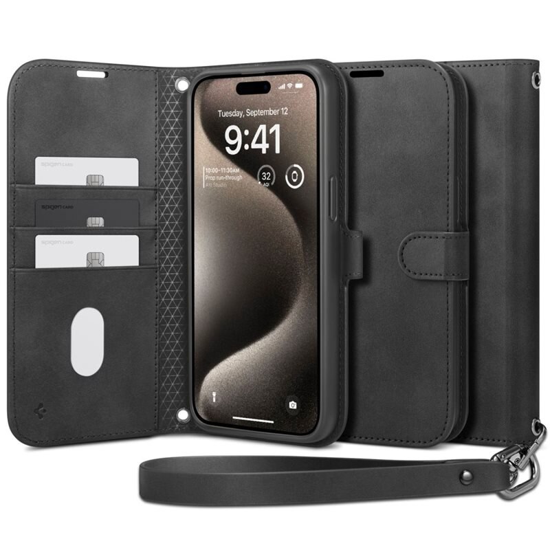 Spigen iPhone 15 Pro Kotelo Wallet S Pro Black