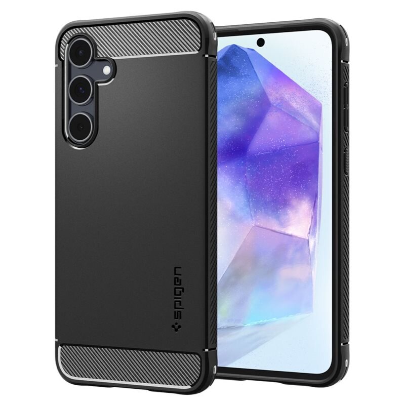 Spigen Samsung Galaxy A55 Case Rugged Armor Black - Puhelimen kuoret