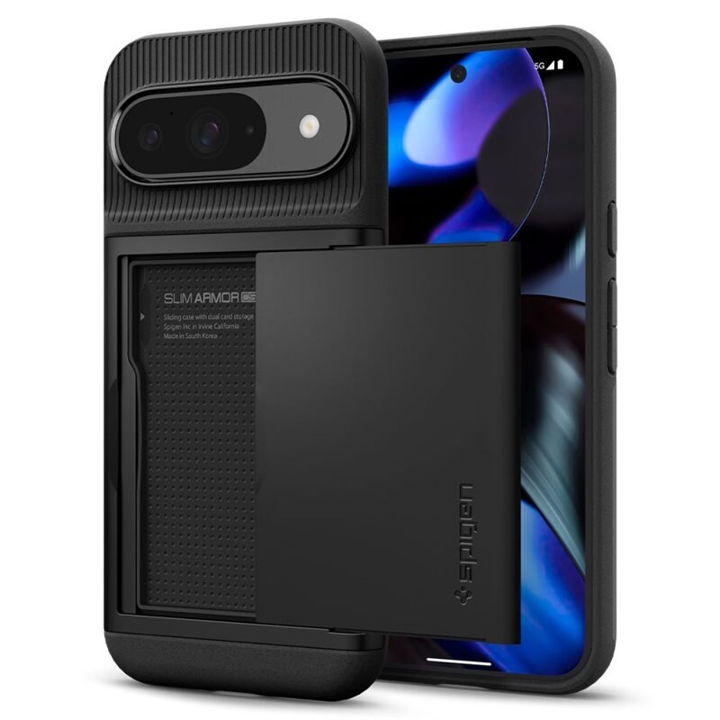 Spigen Google Pixel 9 Pro Case Slim Armor CS Black - Puhelimen kuoret - Paikat korteille