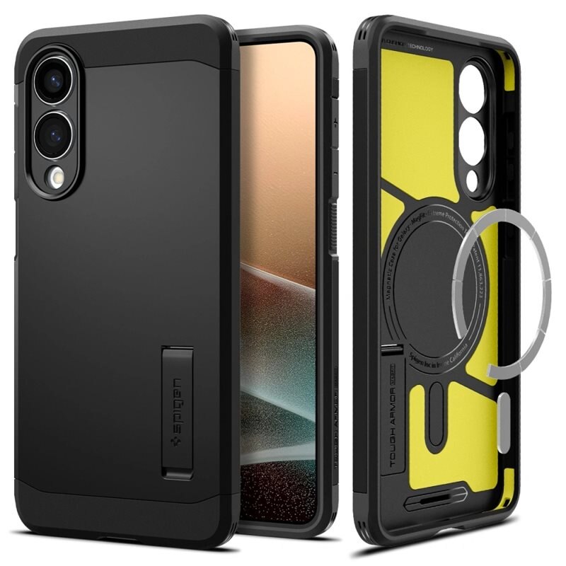 Spigen Samsung Galaxy S25 Edge Case Tough Armor MagSafe Black - Puhelimen kuoret - MagSafe
