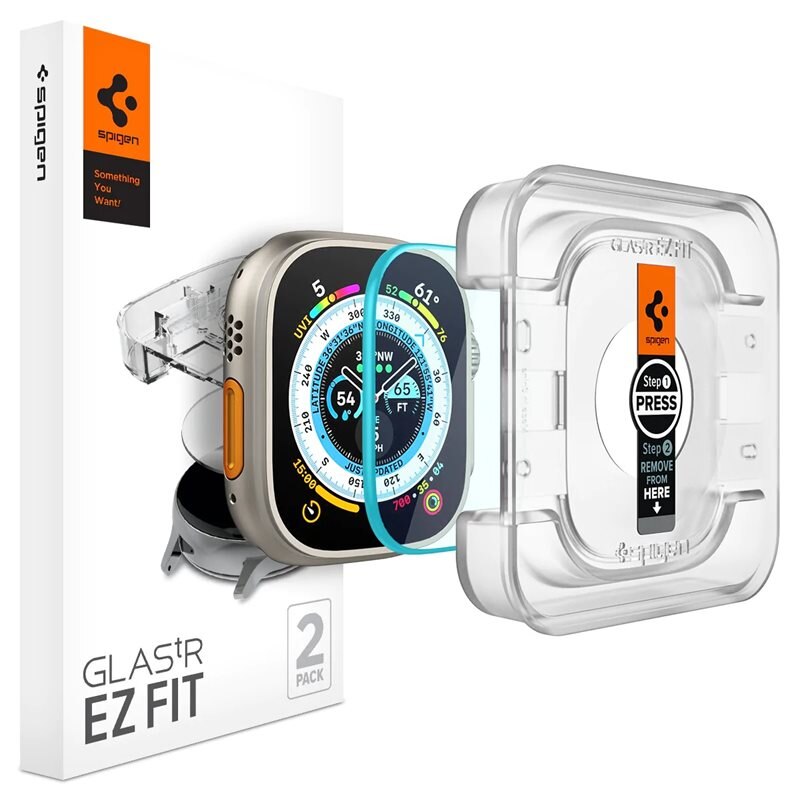 Spigen Apple Watch Ultra 49mm Screen Protector EZ Fit GLAS.tR (2-pack)