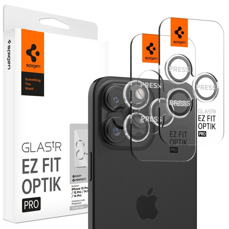 Spigen iPhone 14 Pro Max EZ Fit Optik Pro Lens Protector (2-pack) Crystal Clear - Panssarilasi takakameroille - Asennusapurilla