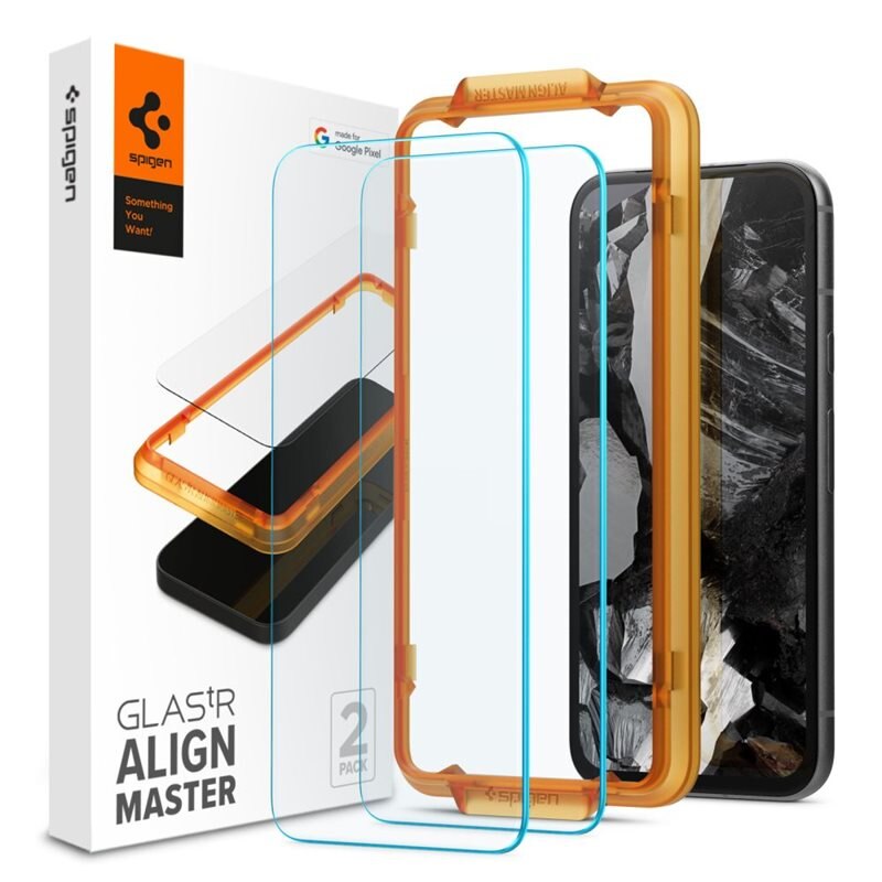 Spigen Google Pixel 8a AlignMaster GLAS.tR (2-pack) - Panssarilasi, asennusapurilla